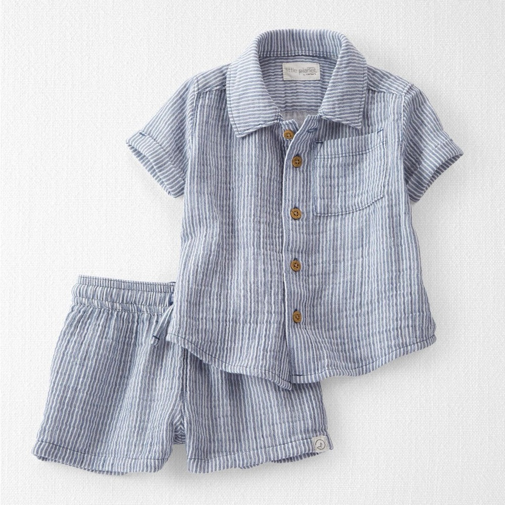 NWOT Carter’s Little Planet Baby 2-Piece Organic Cotton Gauze Set